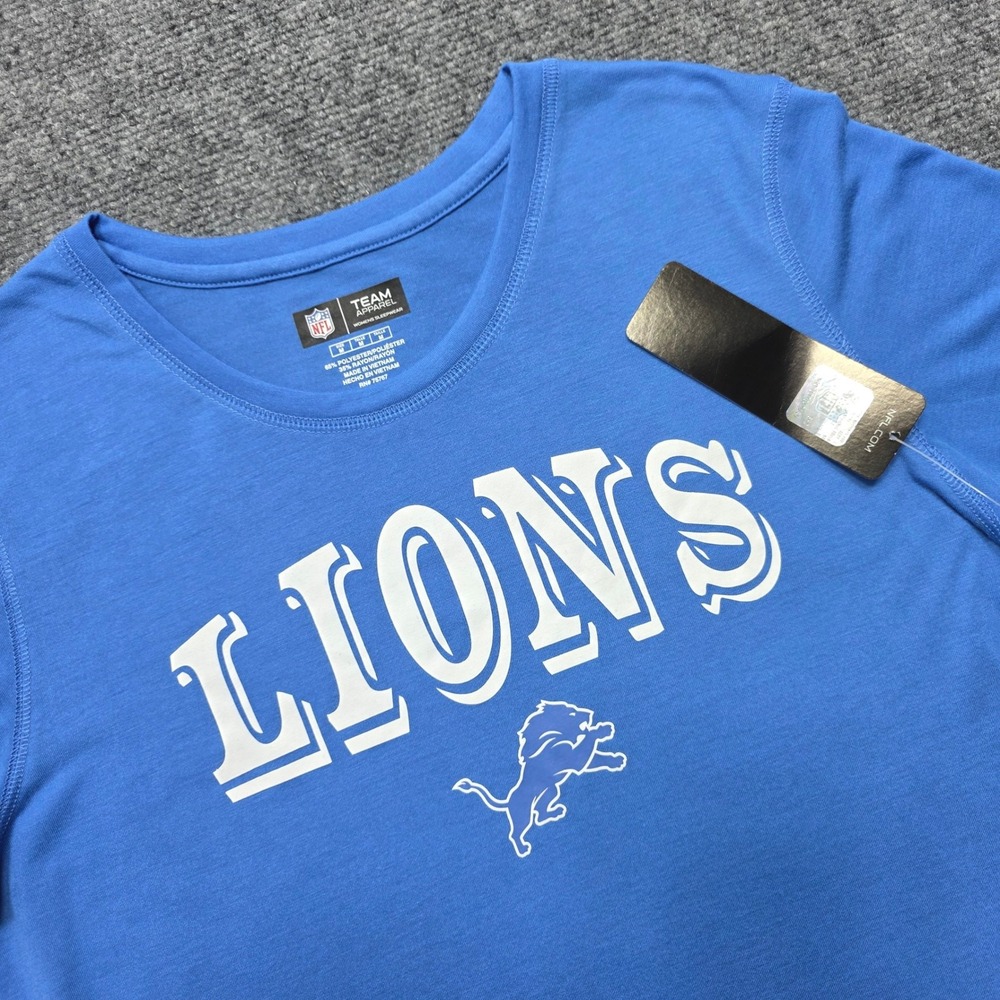 NFL Detroit Lions Women's Size Medium Blue Sleep Shirt‎ Pajama Top New with Tags
